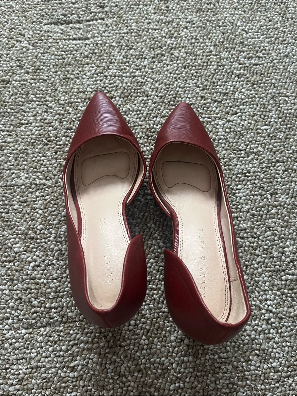 Kelly & Katie Women's Pointed D'Orsay Flats in Burgundy Red